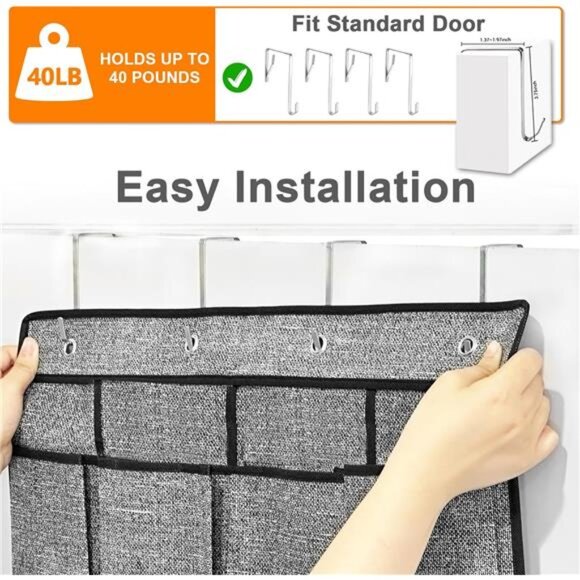Over Door Shoe Organizer 24 Pocket Hanging Closet Rack Storage for Men Women Kid - Picture 6 of 7